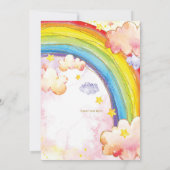 Rainbow verjaardagsfeestuitnodiging, meisjes verja kaart (Achterkant)