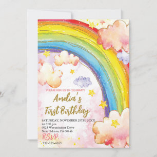 Rainbow verjaardagsfeestuitnodiging, meisjes verja kaart