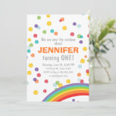 Rainbow verjaardagsuitnodiging Girl confetti Color Kaart (Staand voorkant)