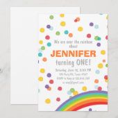 Rainbow verjaardagsuitnodiging Girl confetti Color Kaart (Voorkant / Achterkant)