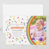 Rainbow verjaardagsuitnodiging Girl confetti Color Kaart (Voorkant / Achterkant)