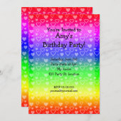 Rainbow verjaardagsuitnodiging harten kaart (Voorkant / Achterkant)