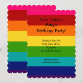 Rainbow-verjaardagsuitnodiging Kaart (Voorkant / Achterkant)