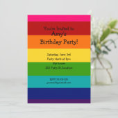 Rainbow-verjaardagsuitnodiging Kaart (Staand voorkant)