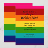 Rainbow-verjaardagsuitnodiging Kaart (Voorkant / Achterkant)