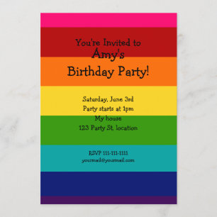 Rainbow-verjaardagsuitnodiging Kaart