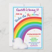 Rainbow-verjaardagsuitnodiging onder de regenboog kaart (Voorkant)