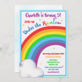 Rainbow-verjaardagsuitnodiging onder de regenboog kaart (Voorkant / Achterkant)