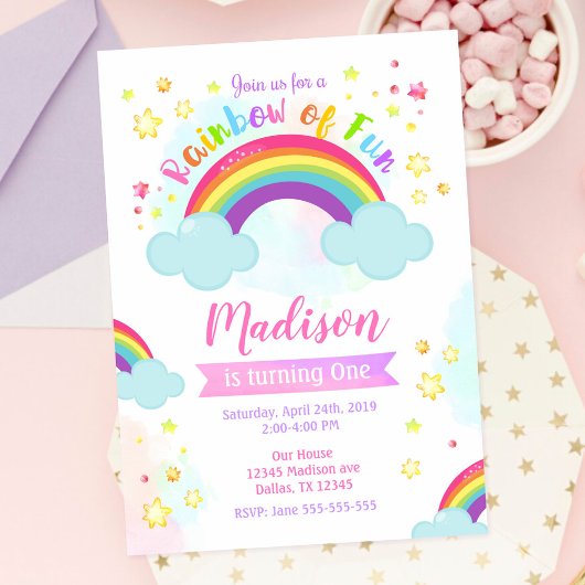 Rainbow verjaardagsuitnodiging, Rainbow of Fun Kaart