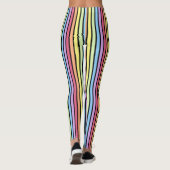 Rainbow Verticale stripes Pastel Black Leggings (Achterkant)