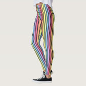 Rainbow Verticale stripes Pastel Black Leggings (Links)