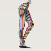 Rainbow Verticale stripes Pastel Black Leggings (Rechts)