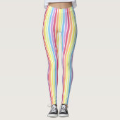 Rainbow Verticale stripes Pastel Kleurig Leggings (Voorkant)