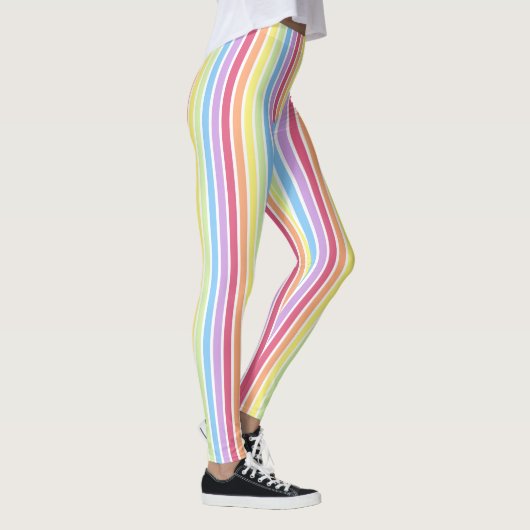 Rainbow Verticale stripes Pastel Kleurig Leggings (Rechts)