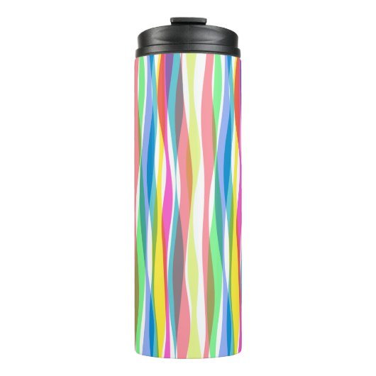 Rainbow Verticale stripes Pastel Kleurig Thermosbeker (Voorkant)