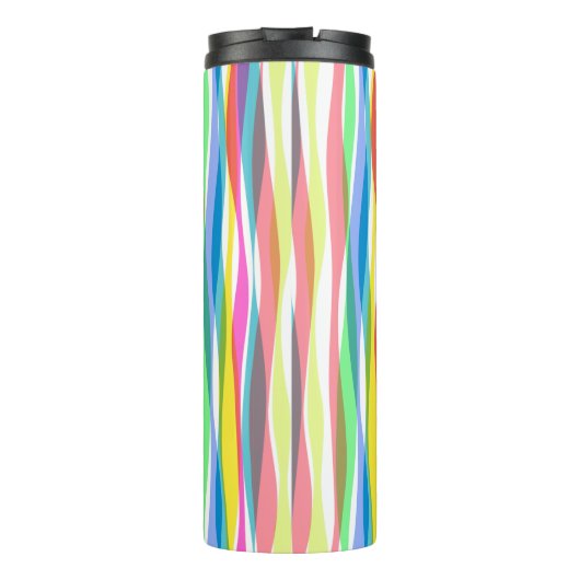Rainbow Verticale stripes Pastel Kleurig Thermosbeker (Achterkant)
