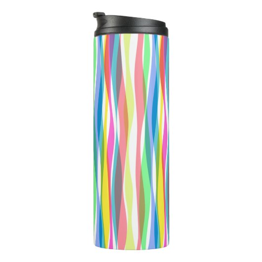 Rainbow Verticale stripes Pastel Kleurig Thermosbeker (Geroteerd rechts)