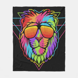 Rainbow Vibes Lion Fleece Deken