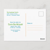 Rainbow Video Game Gamer Bar Mitzvah Sla de datum  Briefkaart (Achterkant)