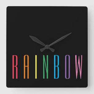 RAINBOW Vierkante Wandklok / Zwart