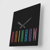 RAINBOW Vierkante Wandklok / Zwart (Hoek)