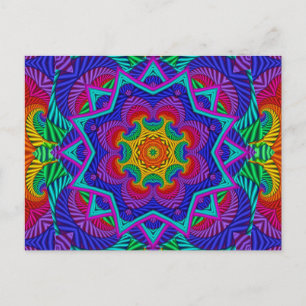 Rainbow Vintage Psychedelic Fractal Kaleidoscope Briefkaart