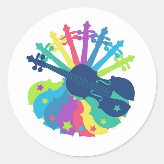 Rainbow Violin Sticker (Voorkant)