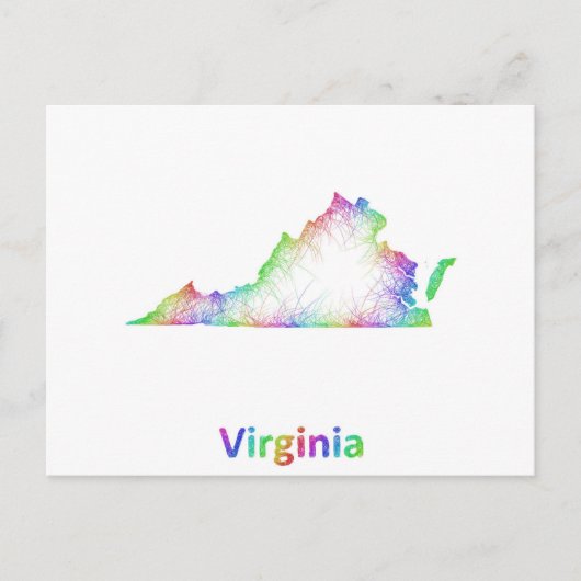 Rainbow Virginia-kaart Briefkaart (Voorkant)