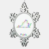 Rainbow Virginia-kaart Tin Sneeuwvlok Ornament (Rechts)