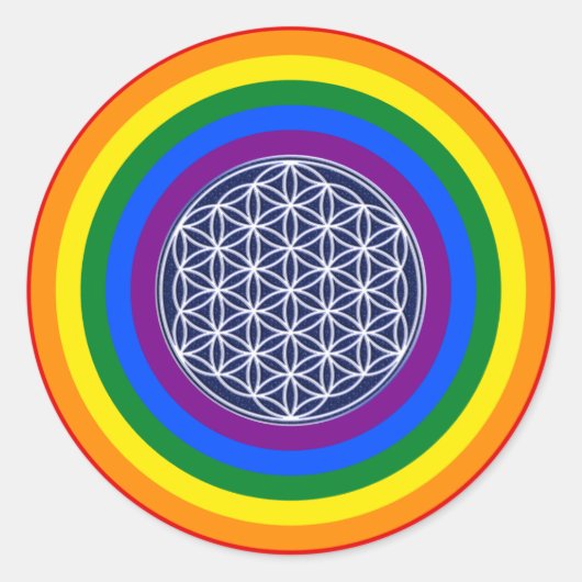 RAINBOW VLAG BUTTON + LEVENSSTROOM RONDE STICKER (Voorkant)