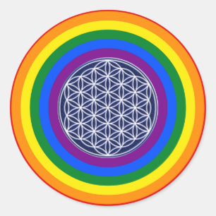 RAINBOW VLAG BUTTON + LEVENSSTROOM RONDE STICKER