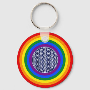 RAINBOW VLAG BUTTON + LEVENSSTROOM SLEUTELHANGER