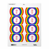 RAINBOW VLAG BUTTON + uw teken of tekst Etiket (Full Sheet)