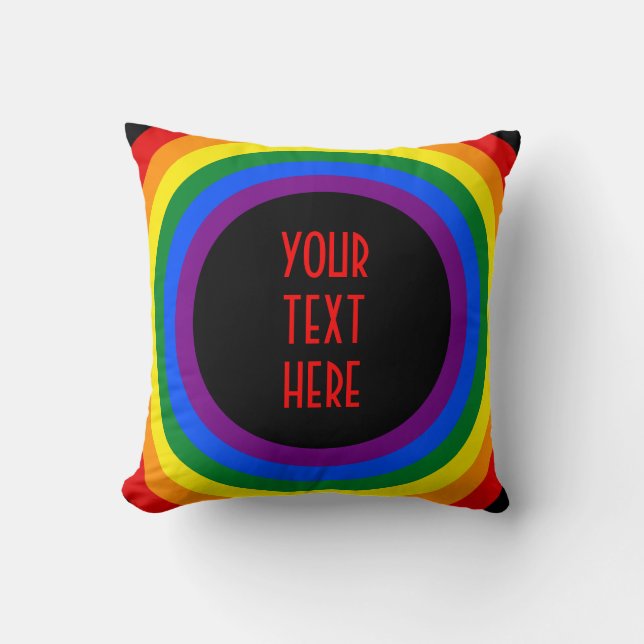 RAINBOW VLAG BUTTON + uw teken of tekst Kussen (Voorkant)