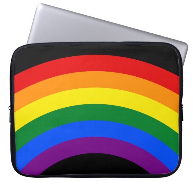 RAINBOW VLAG BUTTON + uw teken of tekst Laptop Sleeve (Voorkant)