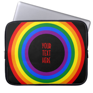 RAINBOW VLAG BUTTON + uw teken of tekst Laptop Sleeve
