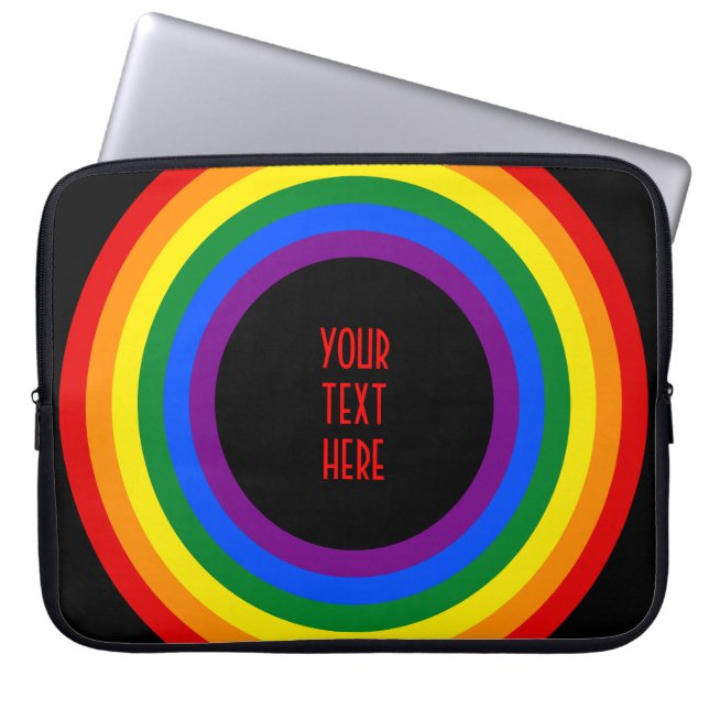 RAINBOW VLAG BUTTON + uw teken of tekst Laptop Sleeve (Voorkant)
