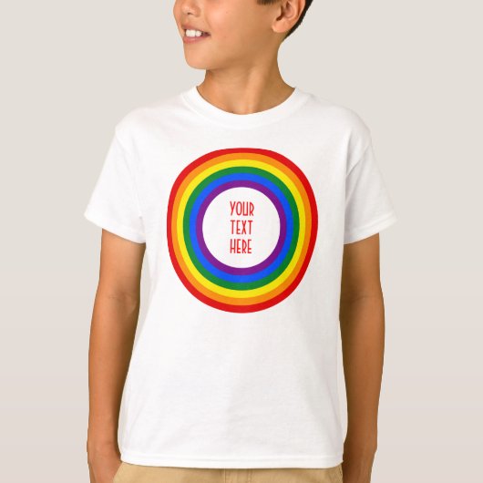 RAINBOW VLAG BUTTON + uw teken of tekst T-shirt (Voorkant)