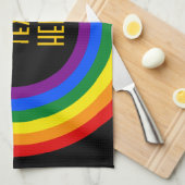 RAINBOW VLAG BUTTON + uw teken of tekst Theedoek (Quarter Fold)