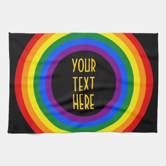 RAINBOW VLAG BUTTON + uw teken of tekst Theedoek (Horizontaal)