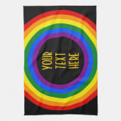 RAINBOW VLAG BUTTON + uw teken of tekst Theedoek (Verticaal)
