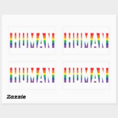Rainbow vlag gay pride human cut-out text rechthoekige sticker (Vel)