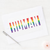 Rainbow vlag gay pride human cut-out text rechthoekige sticker (Envelop)