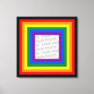 RAINBOW VLAG LIJST + uw teken of afbeelding Canvas Afdruk