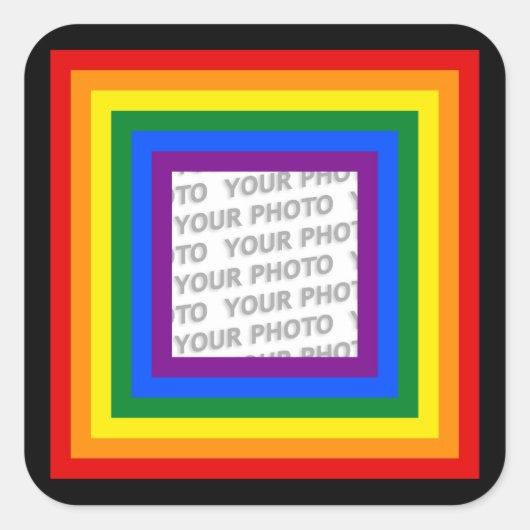 RAINBOW VLAG LIJST + uw teken of afbeelding Vierkante Sticker (Voorkant)