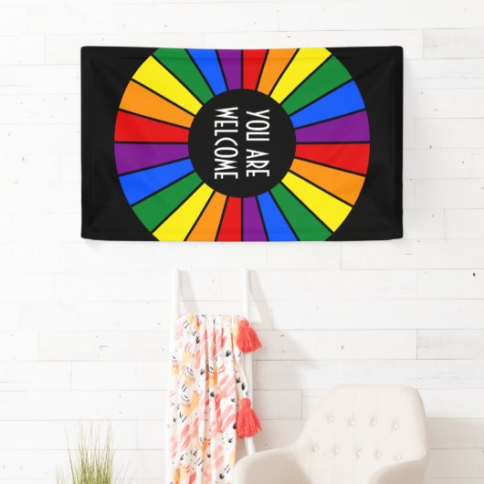 RAINBOW VLAG-rays, knop + uw ideeën Spandoek (Insitu)