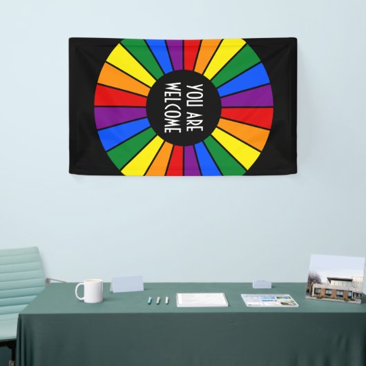 RAINBOW VLAG-rays, knop + uw ideeën Spandoek (Beurs)