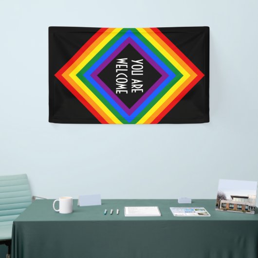 RAINBOW VLAG vierkant lijst + uw ideeën Spandoek (Beurs)