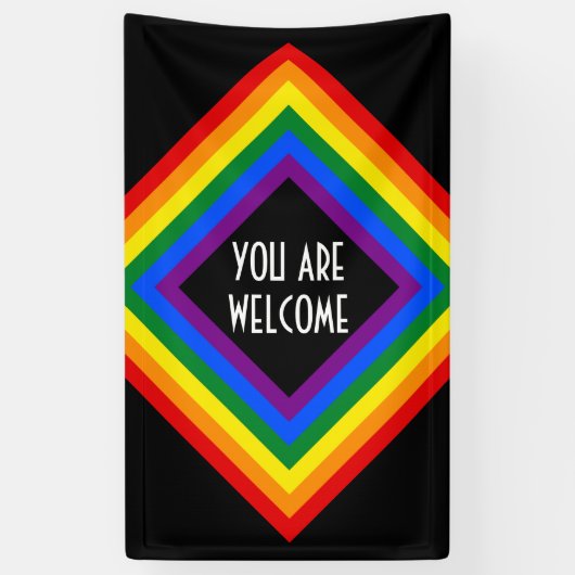 RAINBOW VLAG vierkant lijst + uw ideeën Spandoek (Verticaal)