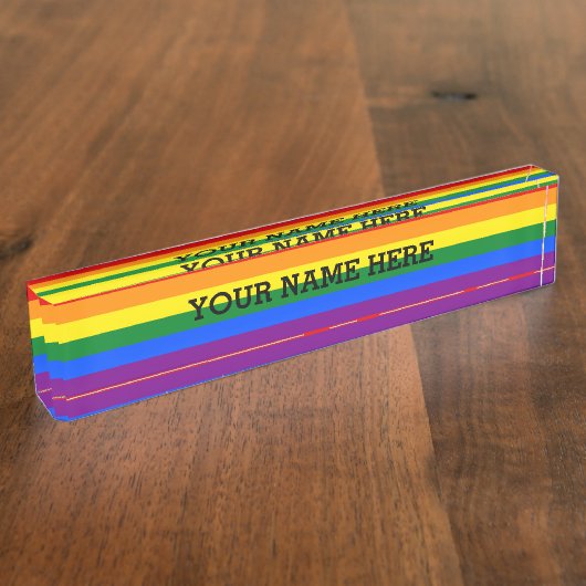 RAINBOW VLAGKLEUREN + jouw tekst Naambordje (Zijkant)